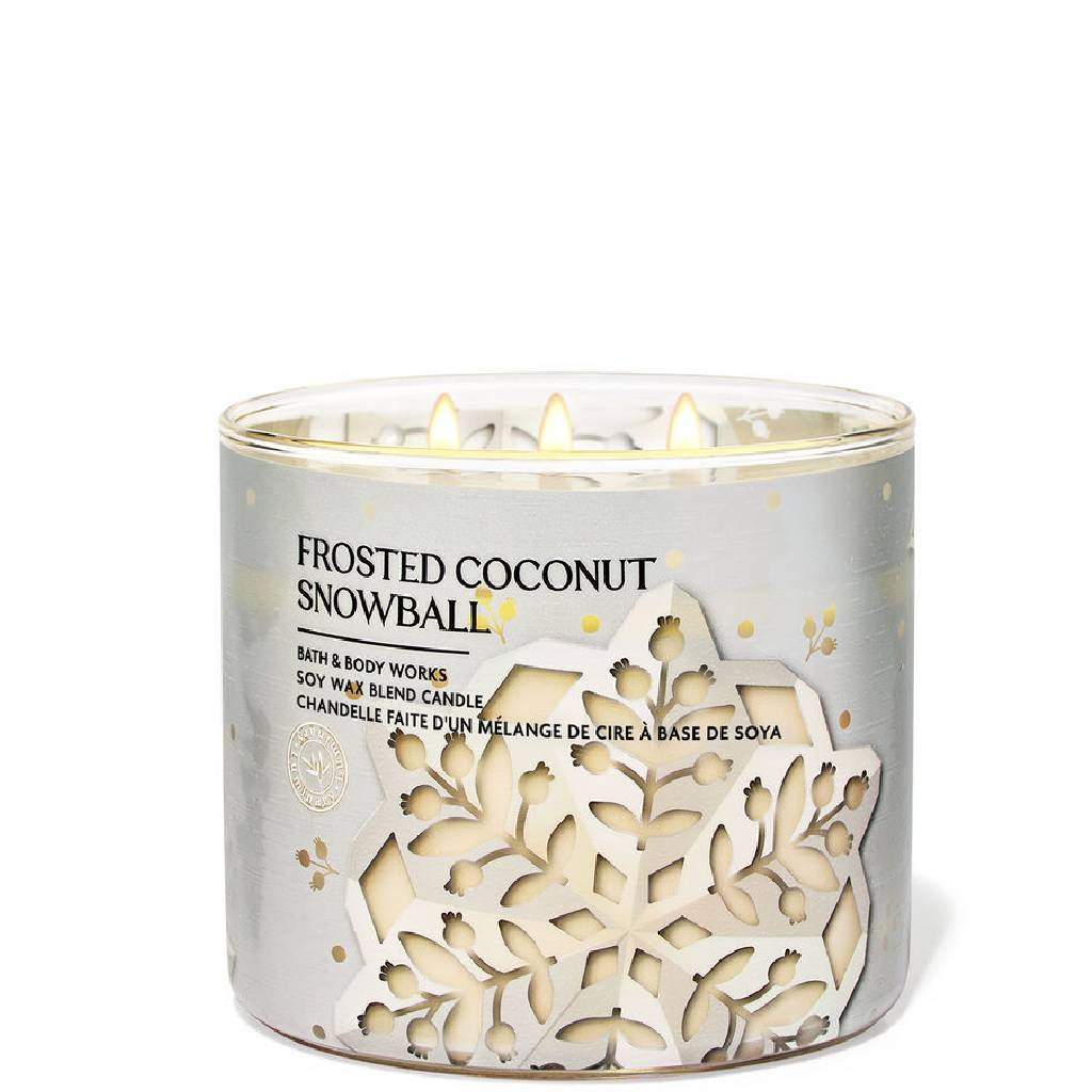 Bath and Body Works Frosted Coconut Snow Ball Candle 3-Wick