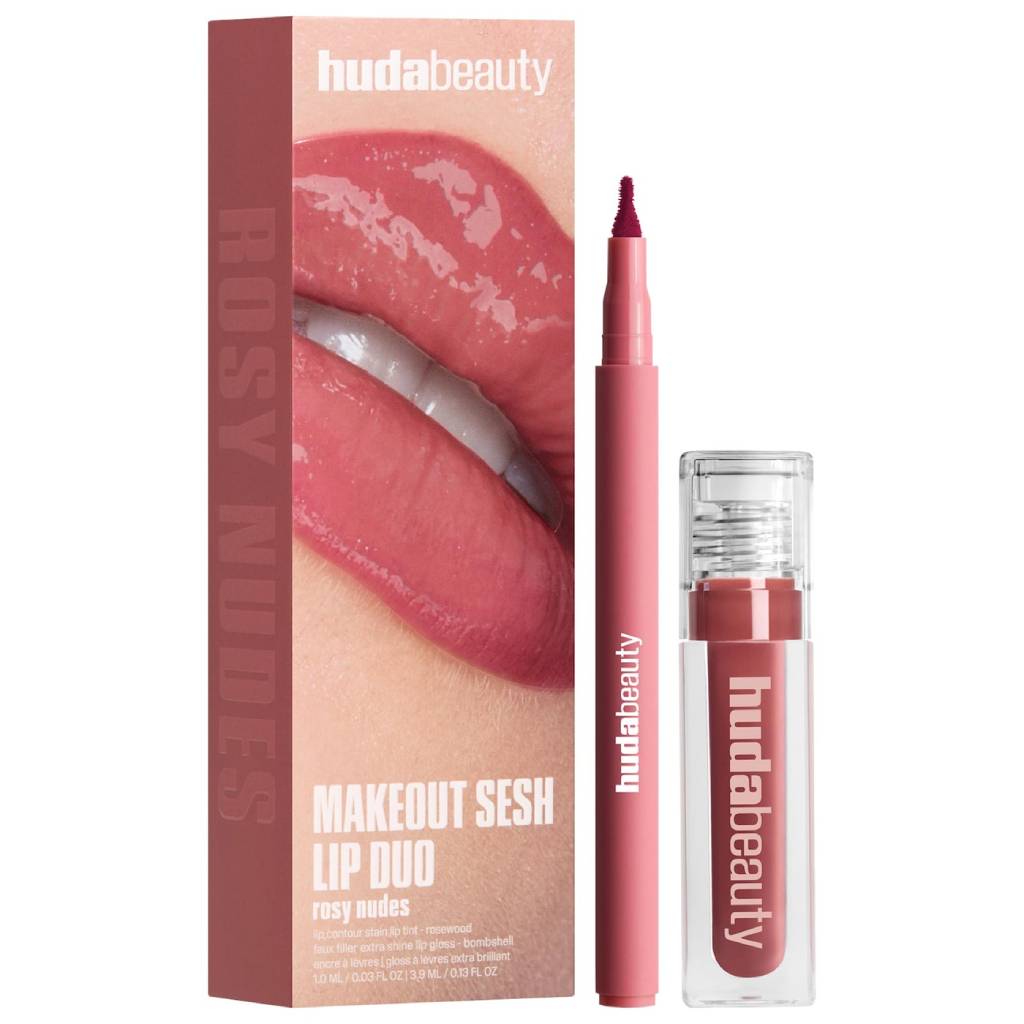 Huda beauty Makeout Sesh lip Kit (Rosy Nude)
