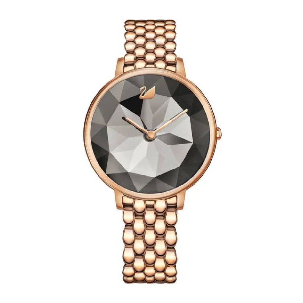 SWAROVSKI CRYSTAL LAKE GREY DIAL CHAMPAGNE GOLD WOMENS WATCH