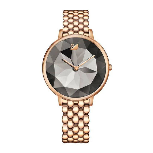SWAROVSKI CRYSTAL LAKE GREY DIAL CHAMPAGNE GOLD WOMENS WATCH
