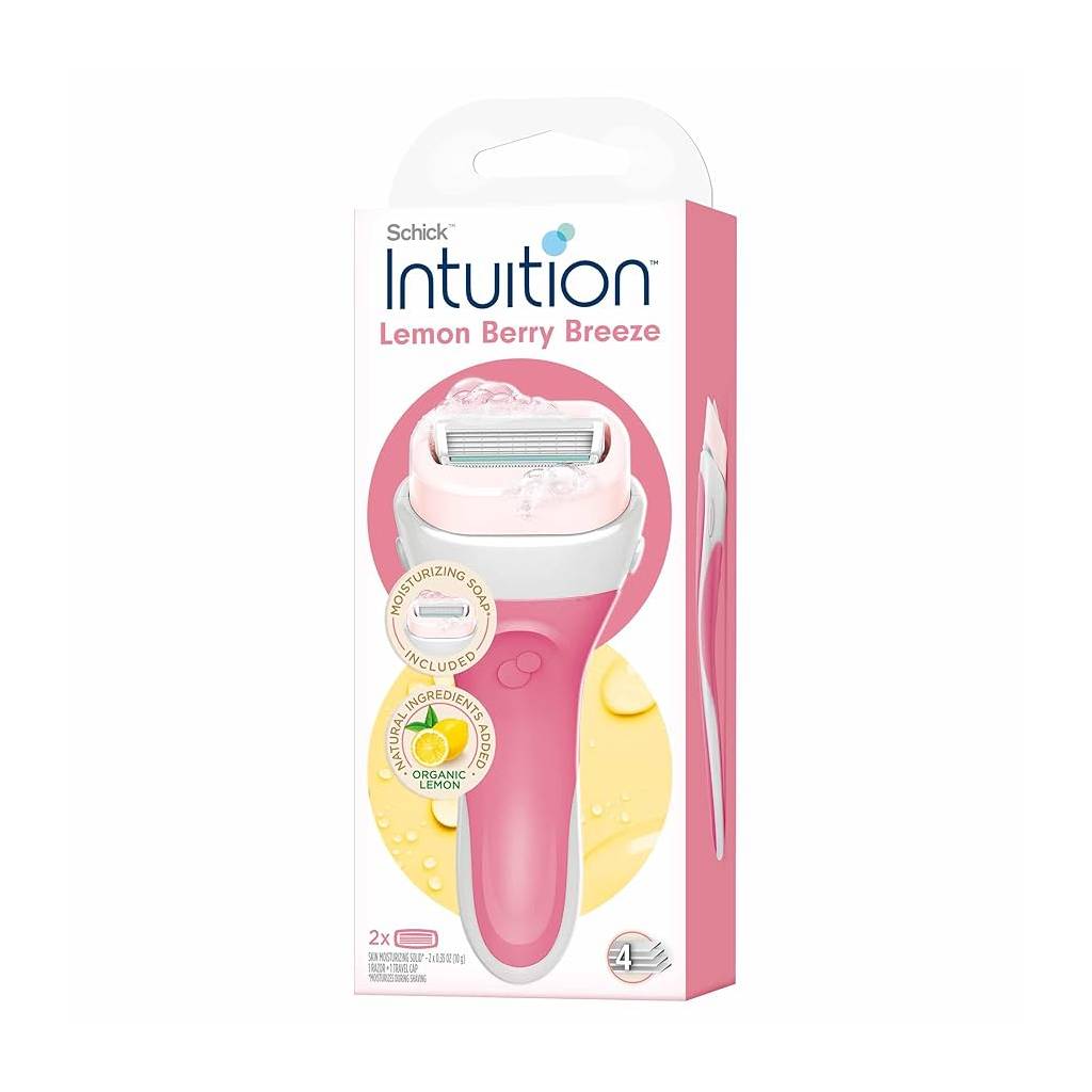 Intuition Schick Lemon Berry Breeze Razors for Women | 1 Razor & 2 Intuition Razor Blades Refill with Organic Lemon